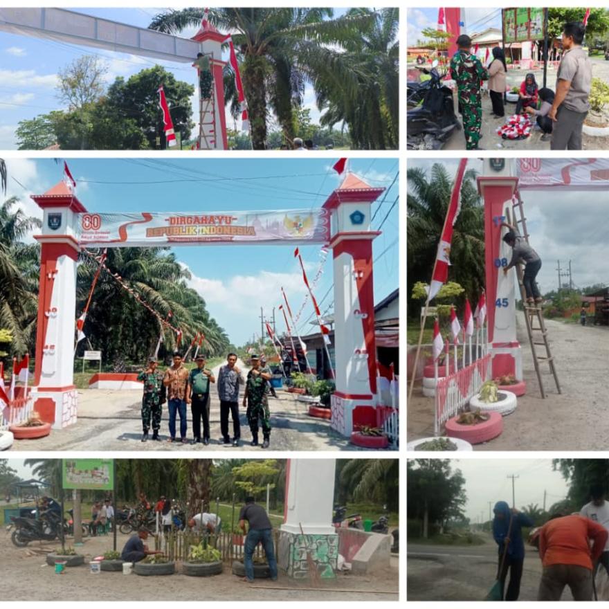 Kegiatan Menghias Tugu Dalam Menyambut HUT RI ke 80 di Desa Subur